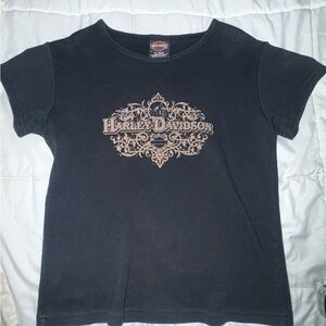 Harley-Davidson Black Tee with Light Brown Decorative Logo - XL - runs small